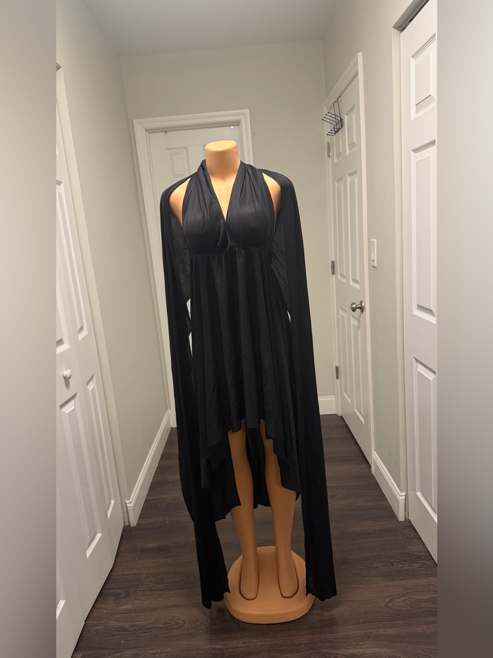 HALLOWEEN GOTHIC Black Draped Halter High-Low Dress - Unbranded SZ 16-18